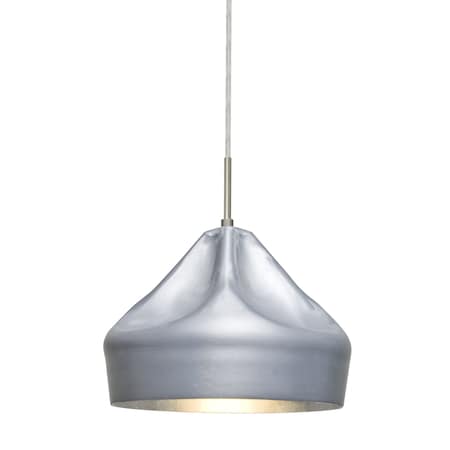 Besa Lighting Lotus Cord Pendant, Satin Nickel with Silver Reflector, Satin Nickel, 1x9W LED 1JT-LOTUS-LED-SN
